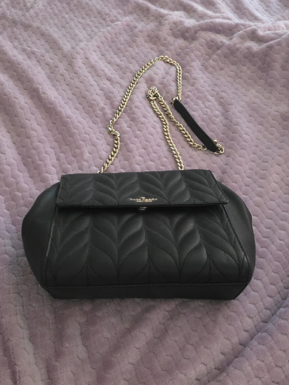 kate spade Black Quilted Shoulder Bag with Gold Chain